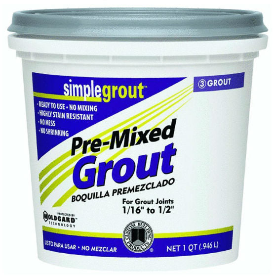 Custom® PMG381QT SimpleGrout® Pre-Mixed Grout, Bright White, 1 Qt