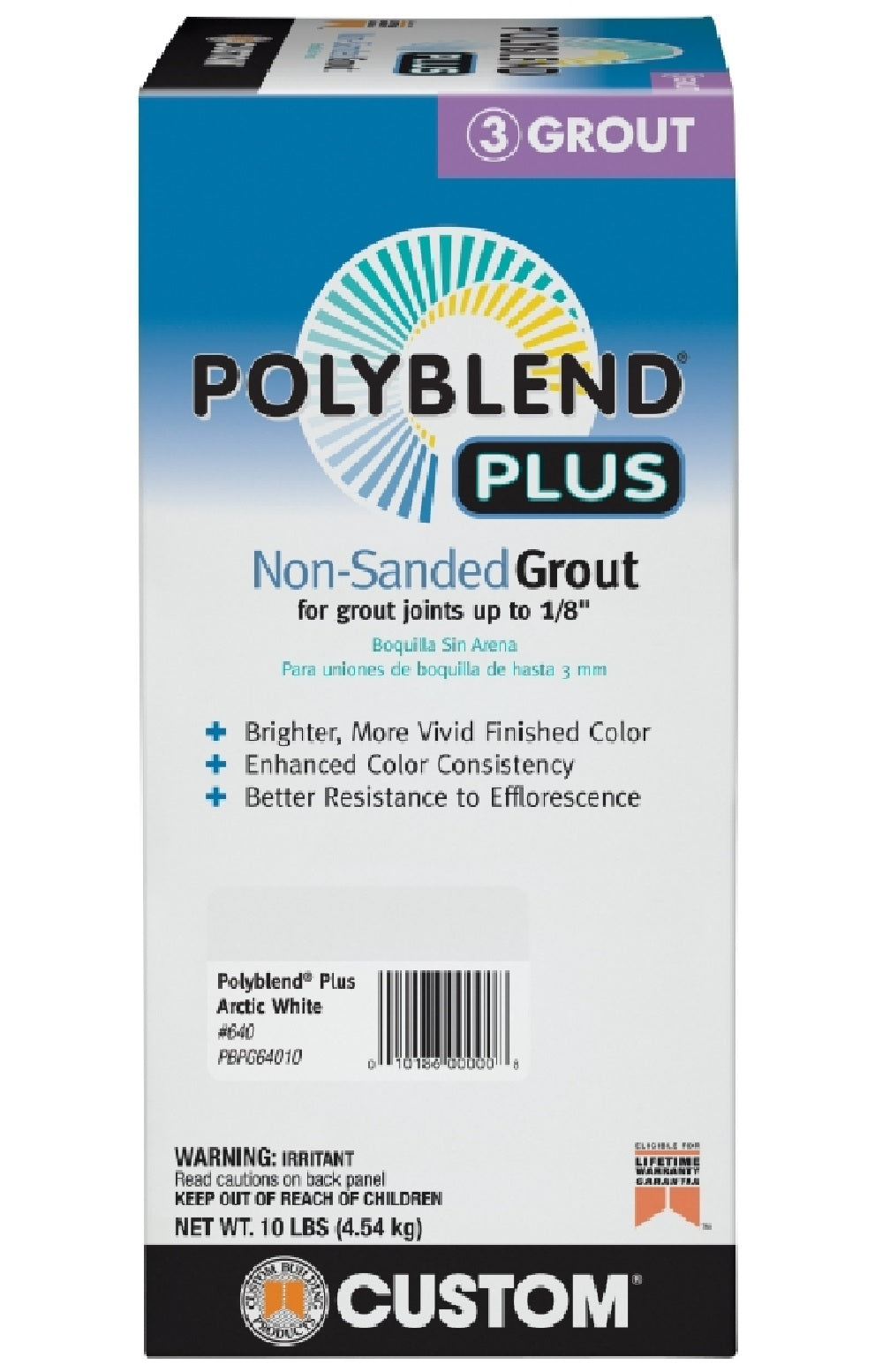 Custom Building Products PBPG64010 Non-Sanded Grout, Arctic White