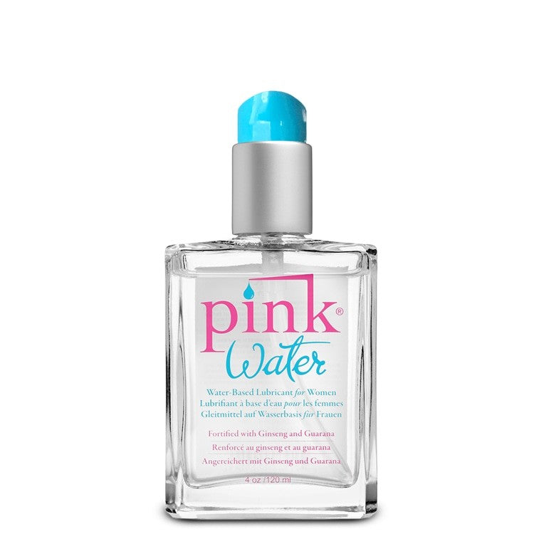 Pink Water 4 Oz Glass Bottle W- Pump Intimates Adult Boutique