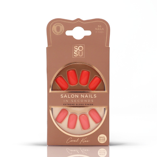 Coral Kiss Faux Nails